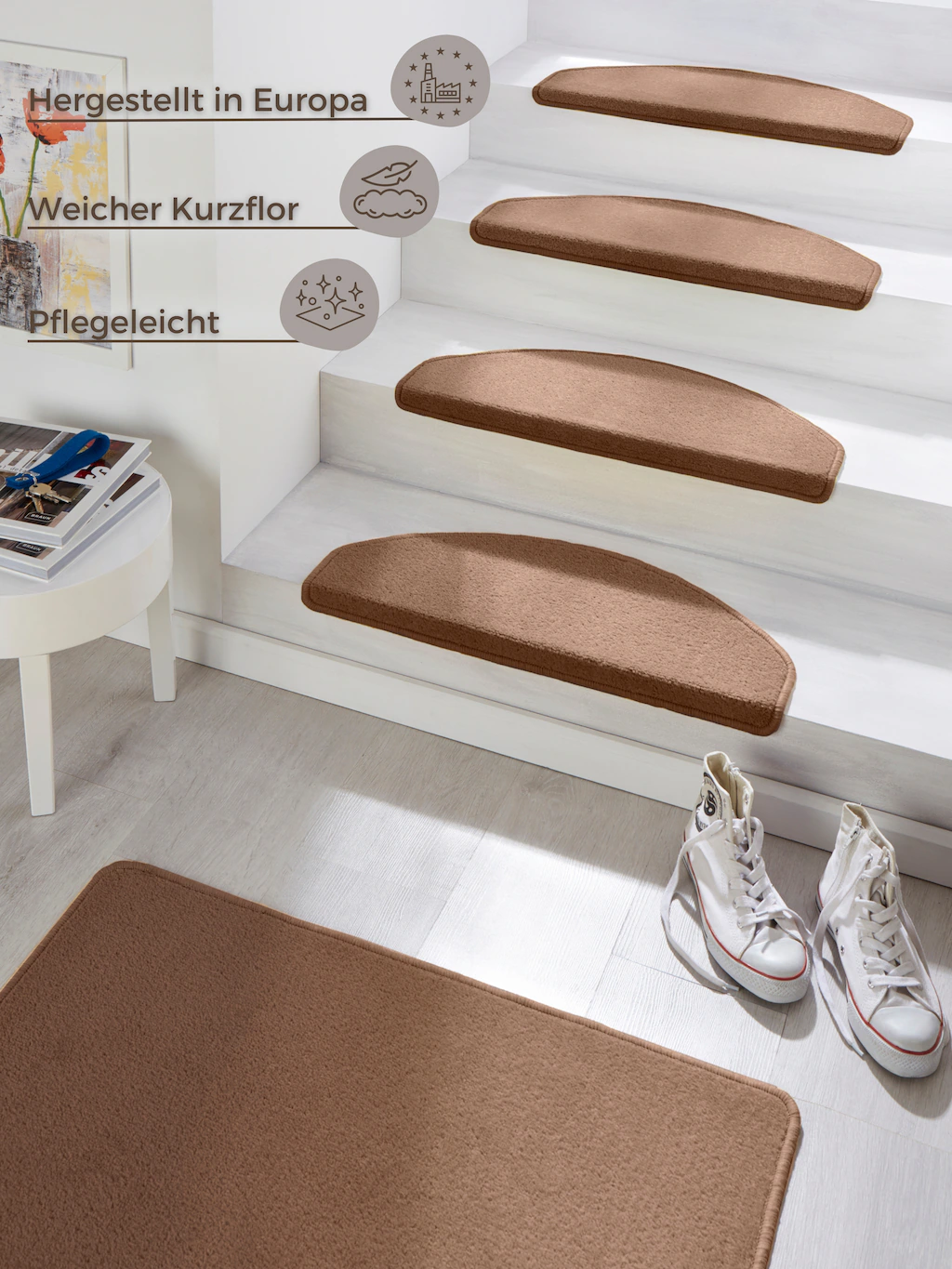 HANSE Home Stufenmatte »Fancy«, halbrund, 7 mm Höhe, 15 Stück, Treppenmatte günstig online kaufen