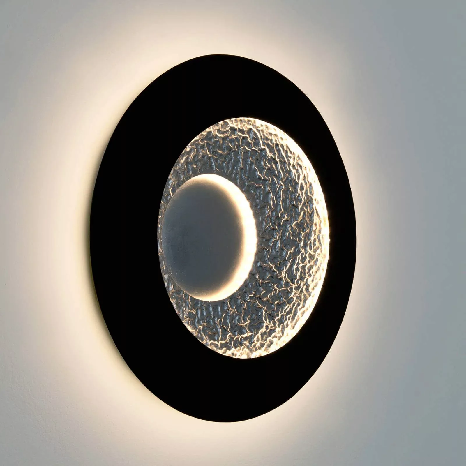 LED-Wandleuchte Urano, braun-schwarz/silber, Ø 60 cm, Eisen günstig online kaufen