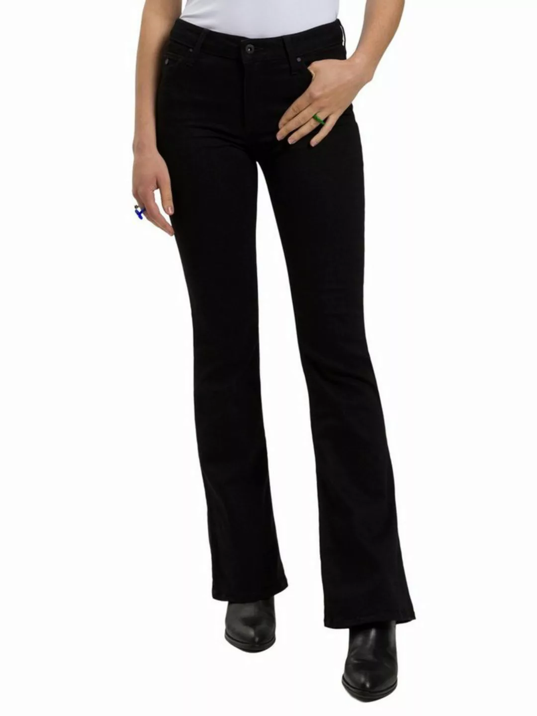 Cross Jeans Damen Jeans FAYE - Slim Flared - Schwarz - Black günstig online kaufen