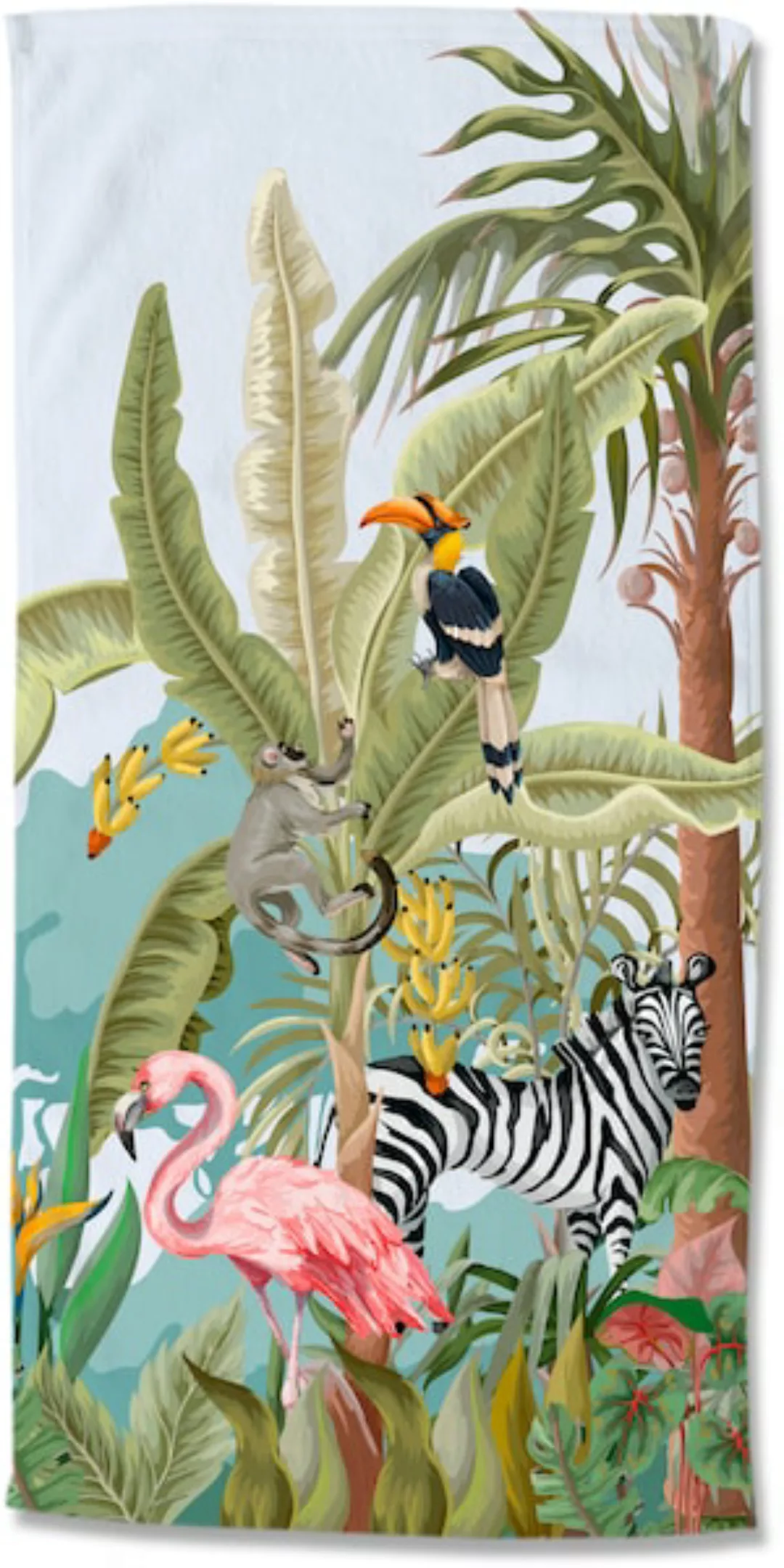 Good Morning "Strandtuch ""Jungle Party"" Velours" mehrfarbig Gr. 75 x 150 günstig online kaufen
