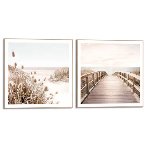 Reinders! Poster »Strand«, Wohnzimmer - Gras - Meer - Sommer - Beige - MDF günstig online kaufen