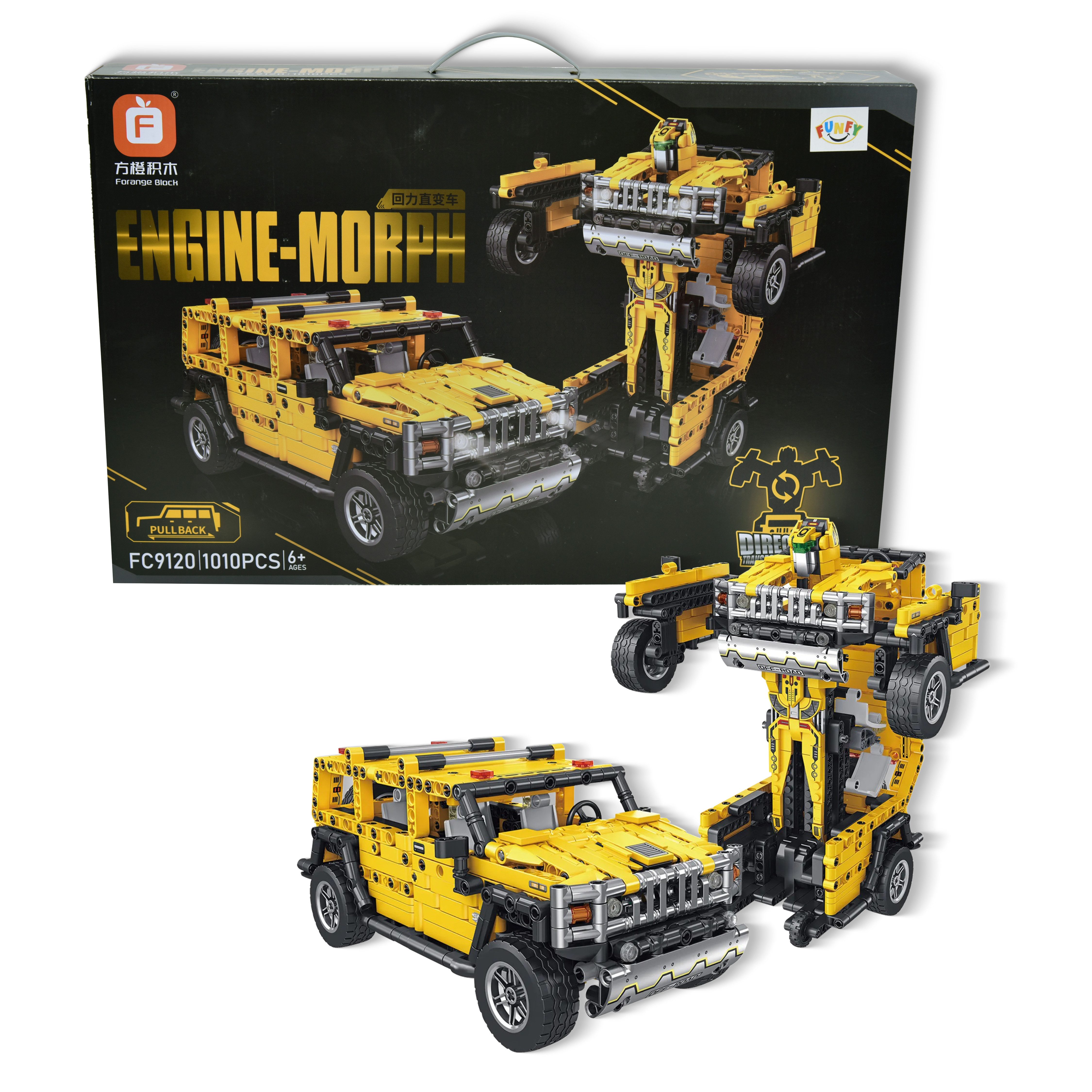 FUNFY Actionfigur 1010-teiliges 2-in-1-Pullback-Auto und Transformer-Bauste günstig online kaufen