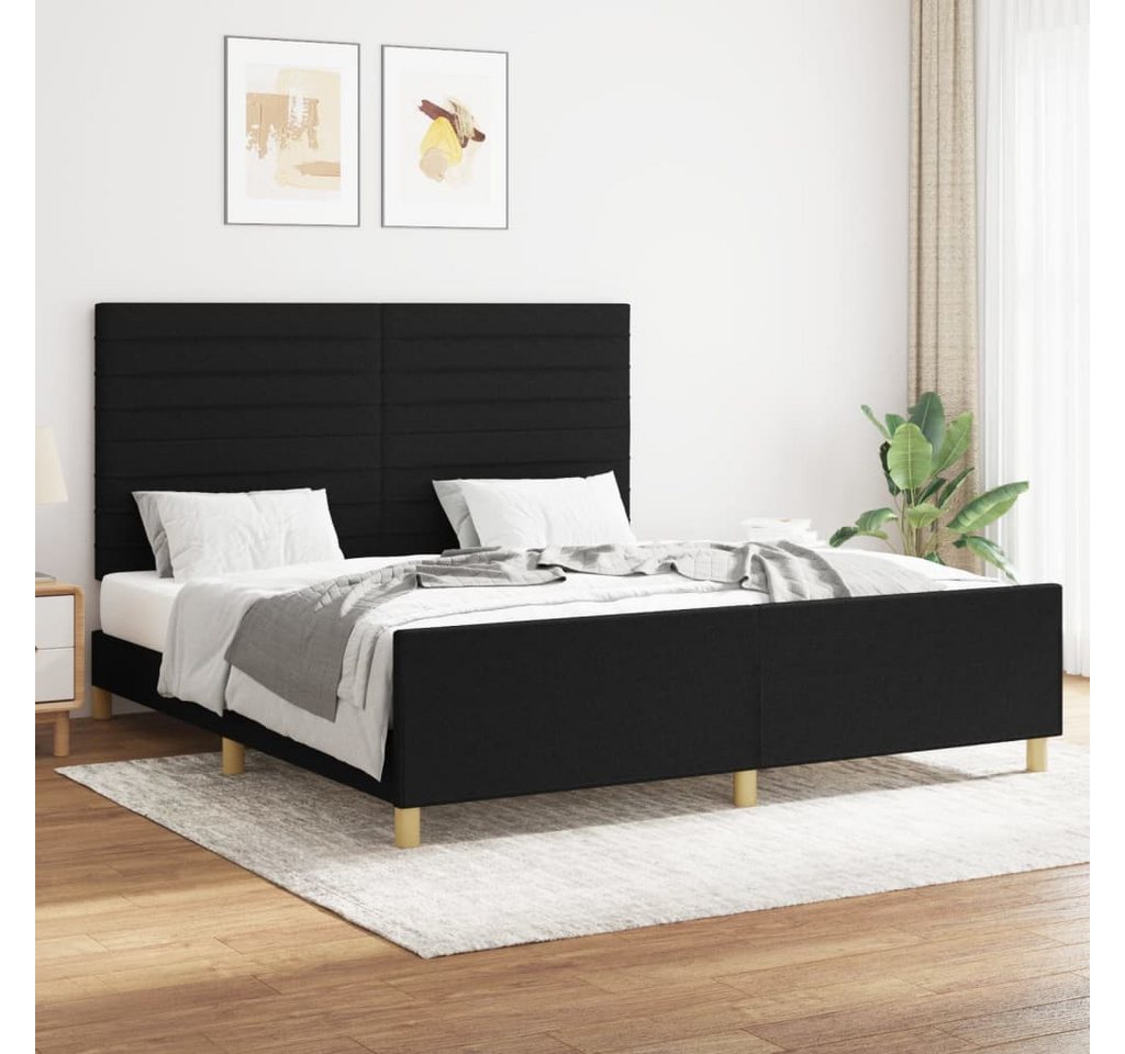 vidaXL Bettgestell Bettrahmen mit Kopfteil Schwarz 160x200 cm Stoff Bett Be günstig online kaufen