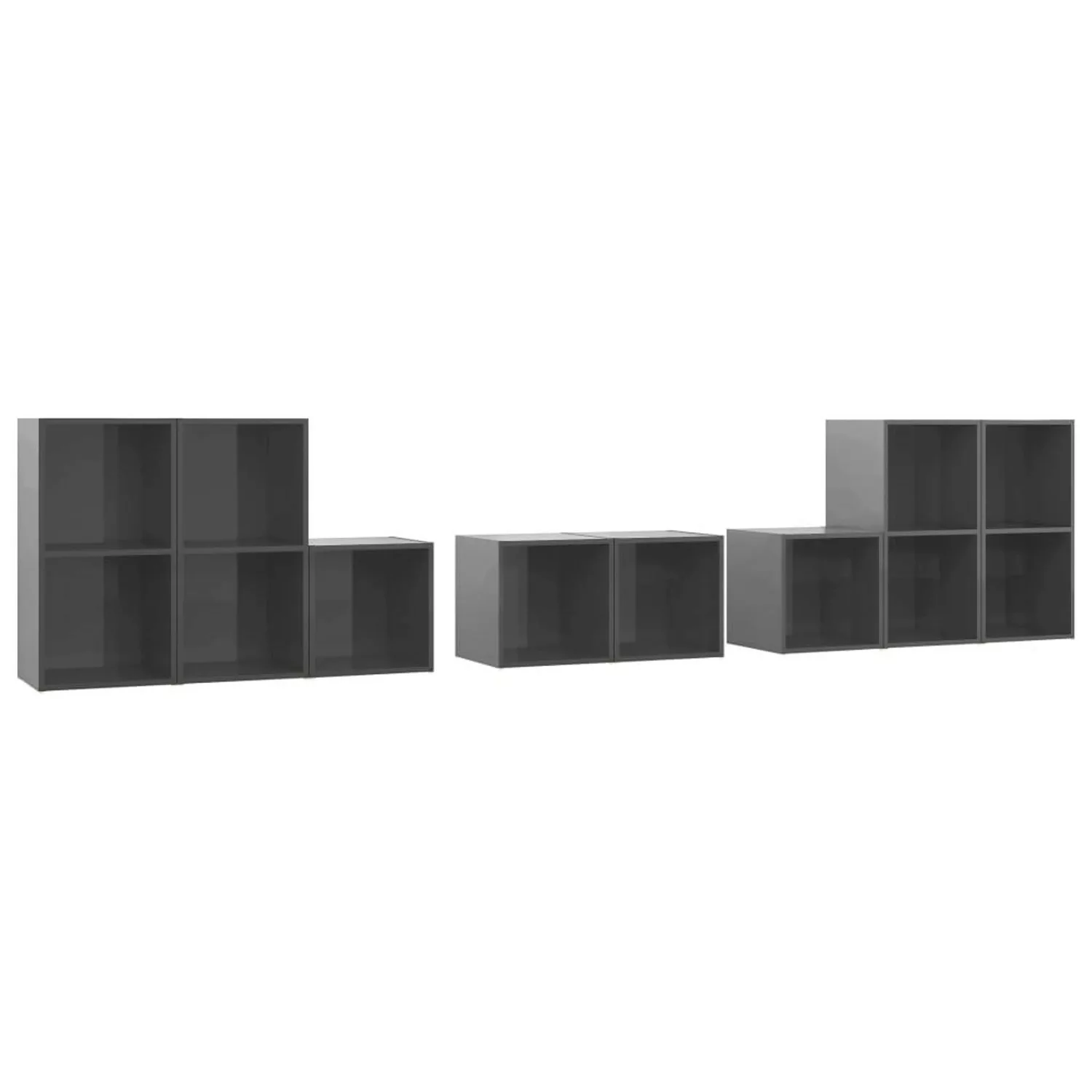 8-tlg. Tv-schrank-set Hochglanz-grau Spanplatte günstig online kaufen