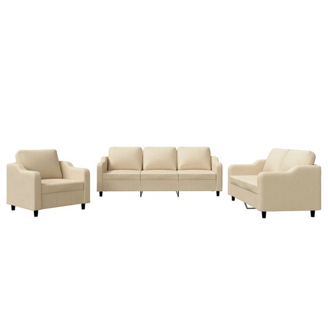 vidaXL Sofa Sofagarnitur Set mit Kissen Stoff, 3-tlg., Creme günstig online kaufen