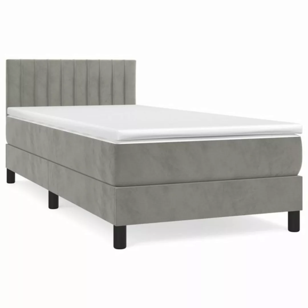 furnicato Bett Boxspringbett mit Matratze Hellgrau 100x200 cm Samt günstig online kaufen