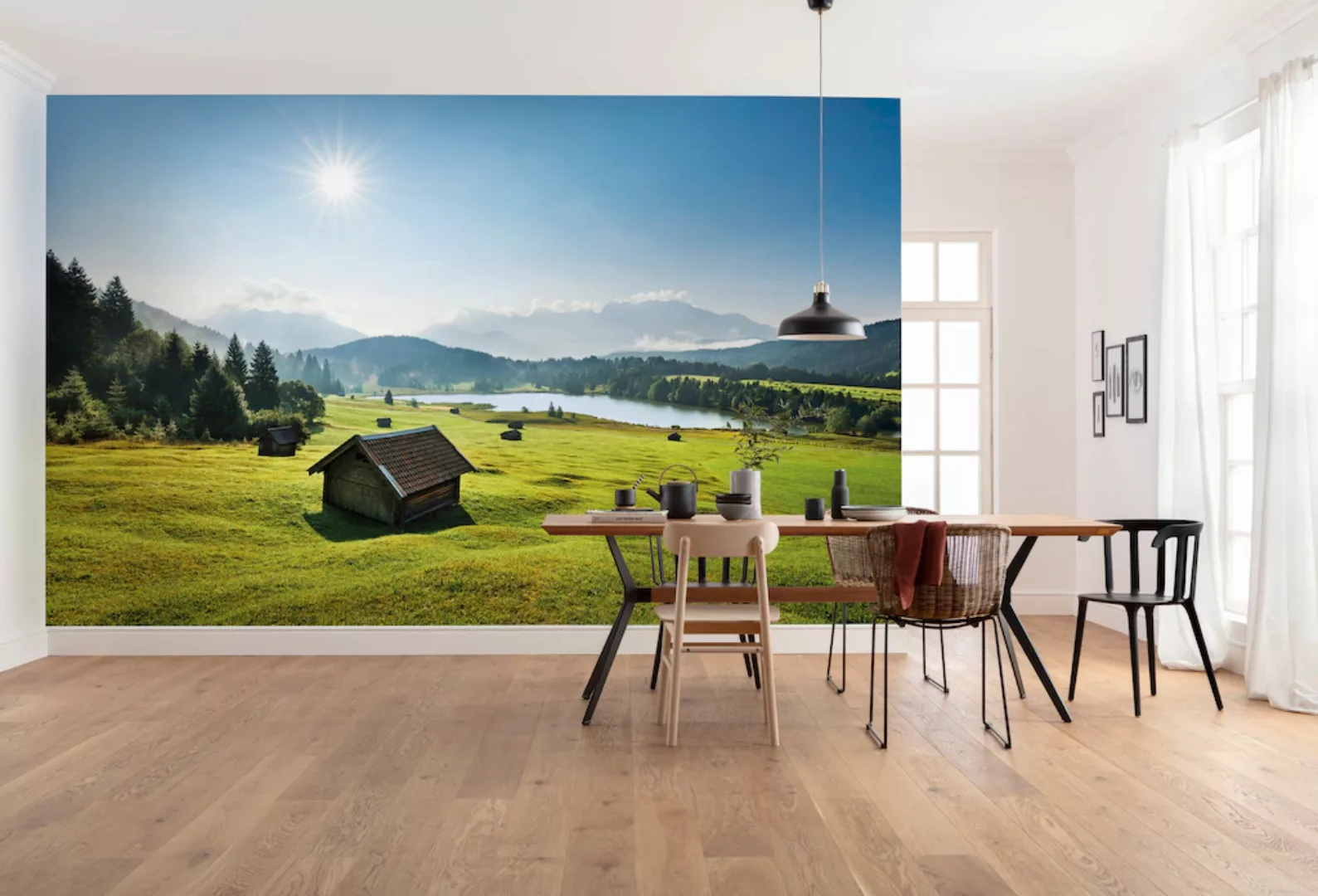 Vlies Fototapete Bergwiese vor Karwendel 450x280 cm günstig online kaufen