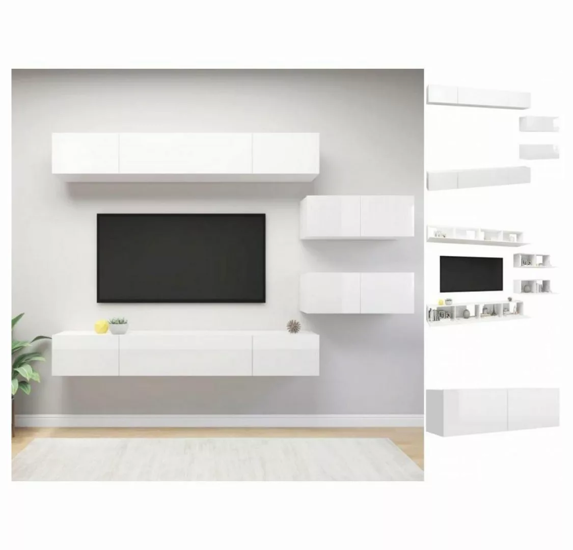 vidaXL TV-Schrank 6-tlg TV-Schrank-Set Hochglanz-Weiß Spanplatte günstig online kaufen