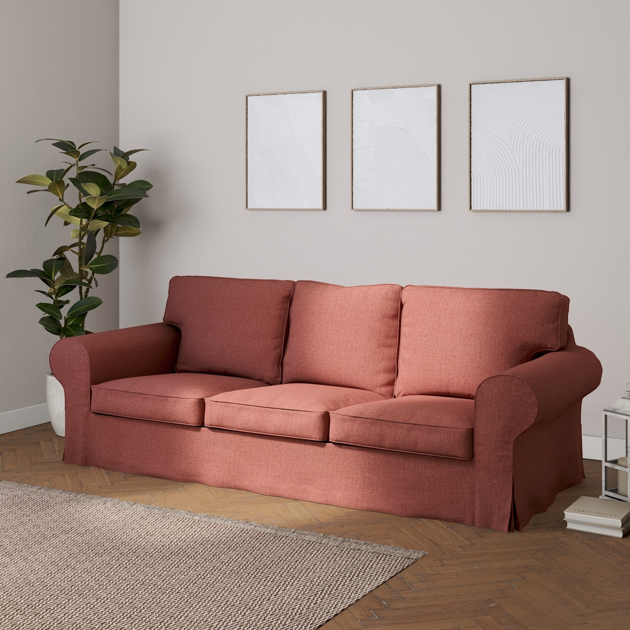 Bezug für Ektorp 3-Sitzer Sofa nicht ausklappbar, cognac braun, Sofabezug f günstig online kaufen