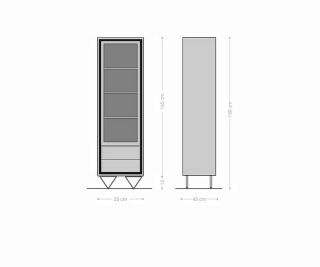 DELIFE Vitrine Stonegrace Akazie Braun Steinfurnier 55x180 cm 1 Tür 2 Schüb günstig online kaufen