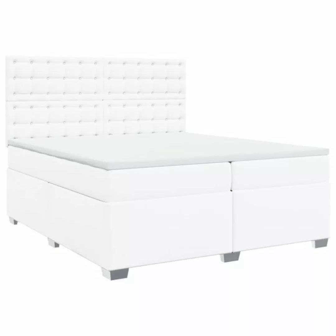 vidaXL Bett Boxspringbett mit Matratze Weiß 200x200 cm Kunstleder günstig online kaufen