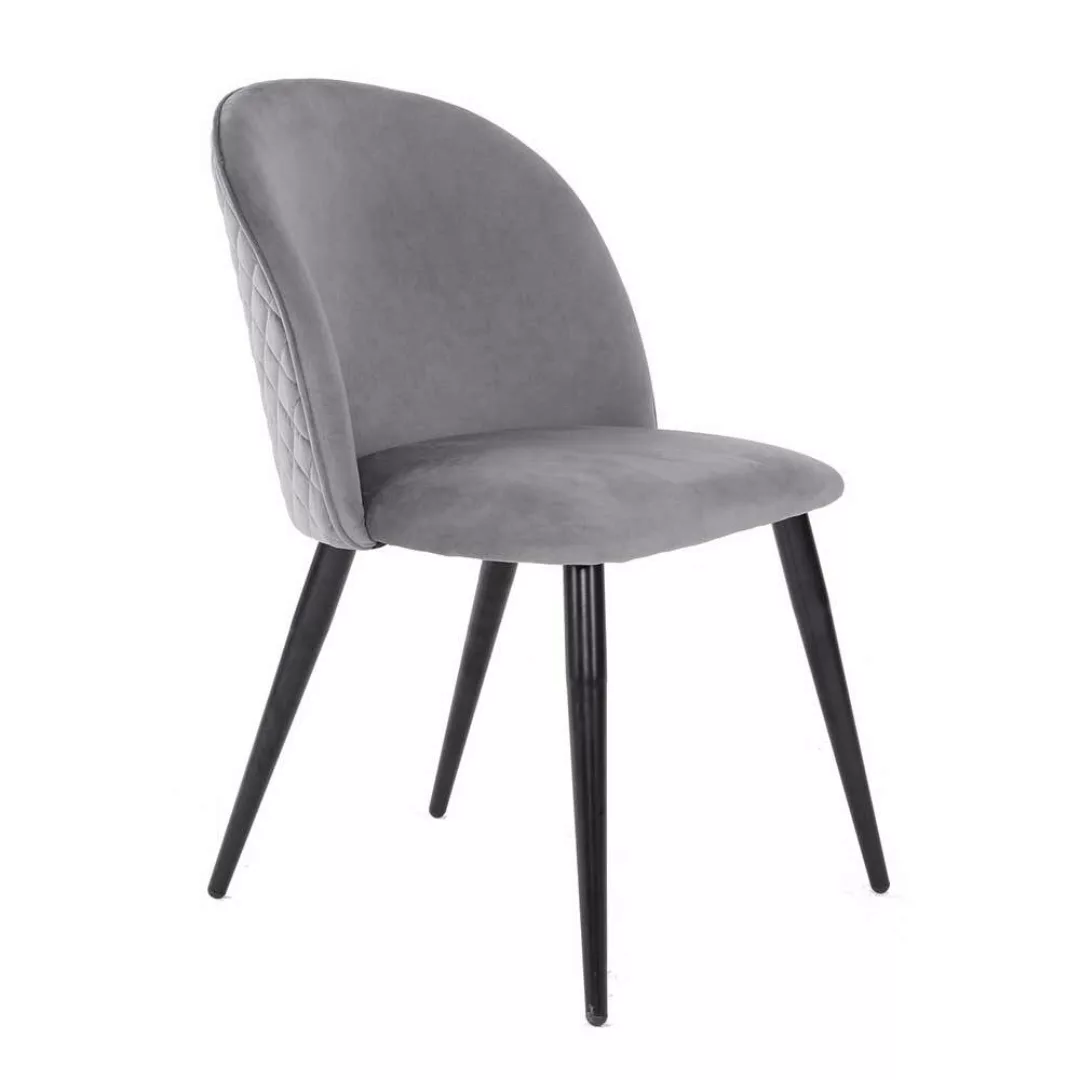 Graue Samt Stühle im Retrostil Gestell aus Metall (2er Set) günstig online kaufen