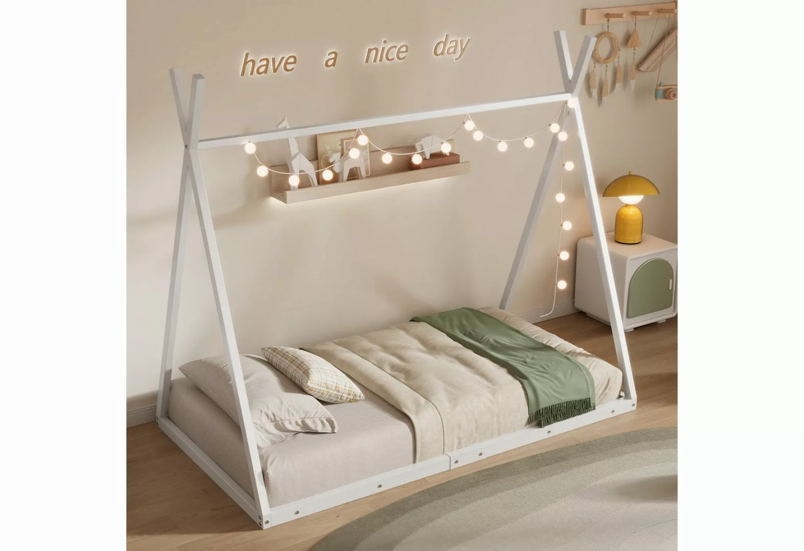 HAUSS SPLOE Metallbett 90x200cm Eisenrahmenbett, Kinderbett in Dreiecksform günstig online kaufen