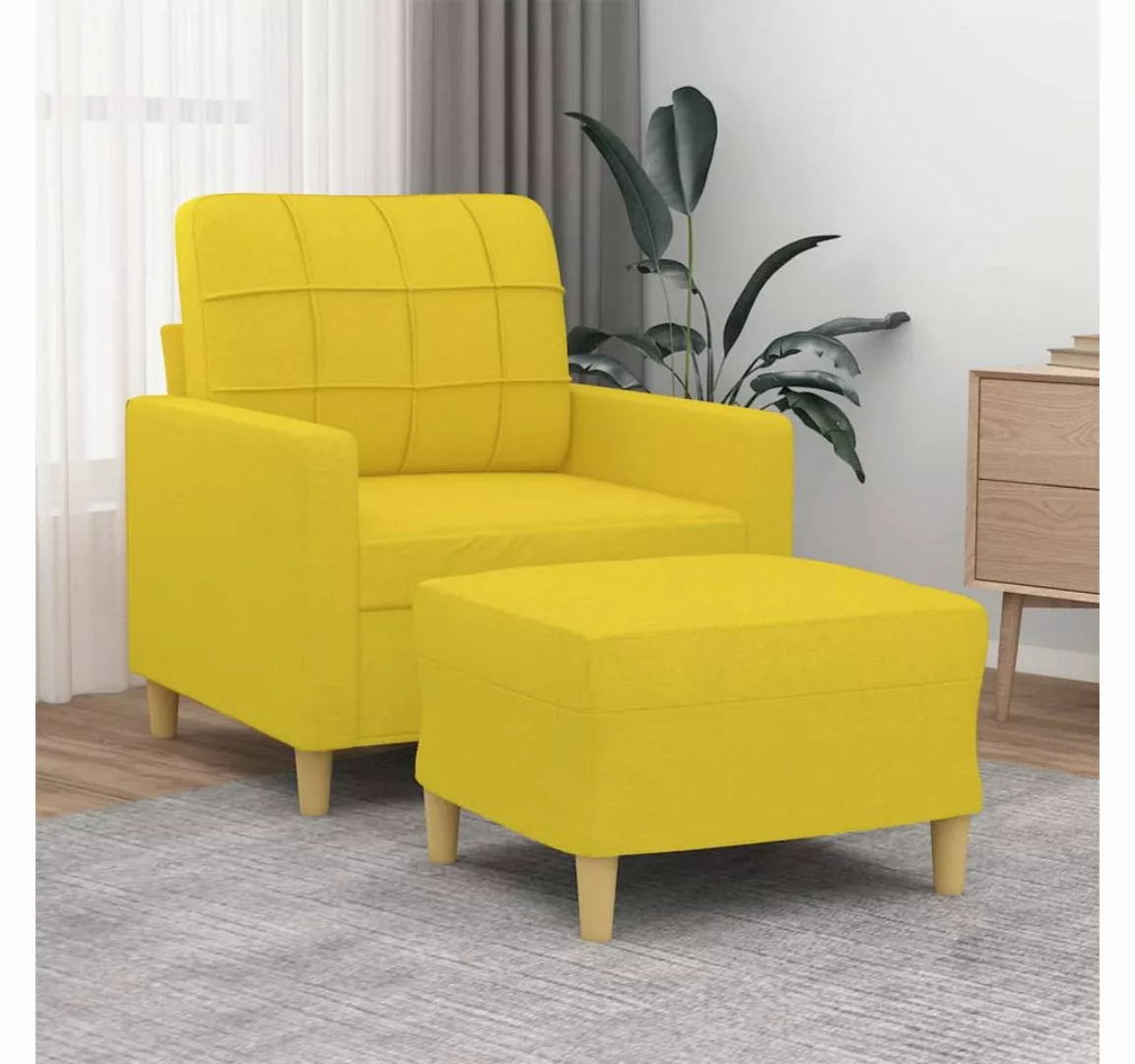 vidaXL Sofa Sofa mit Hocker Stoff verschiedene Farben, Gelb günstig online kaufen