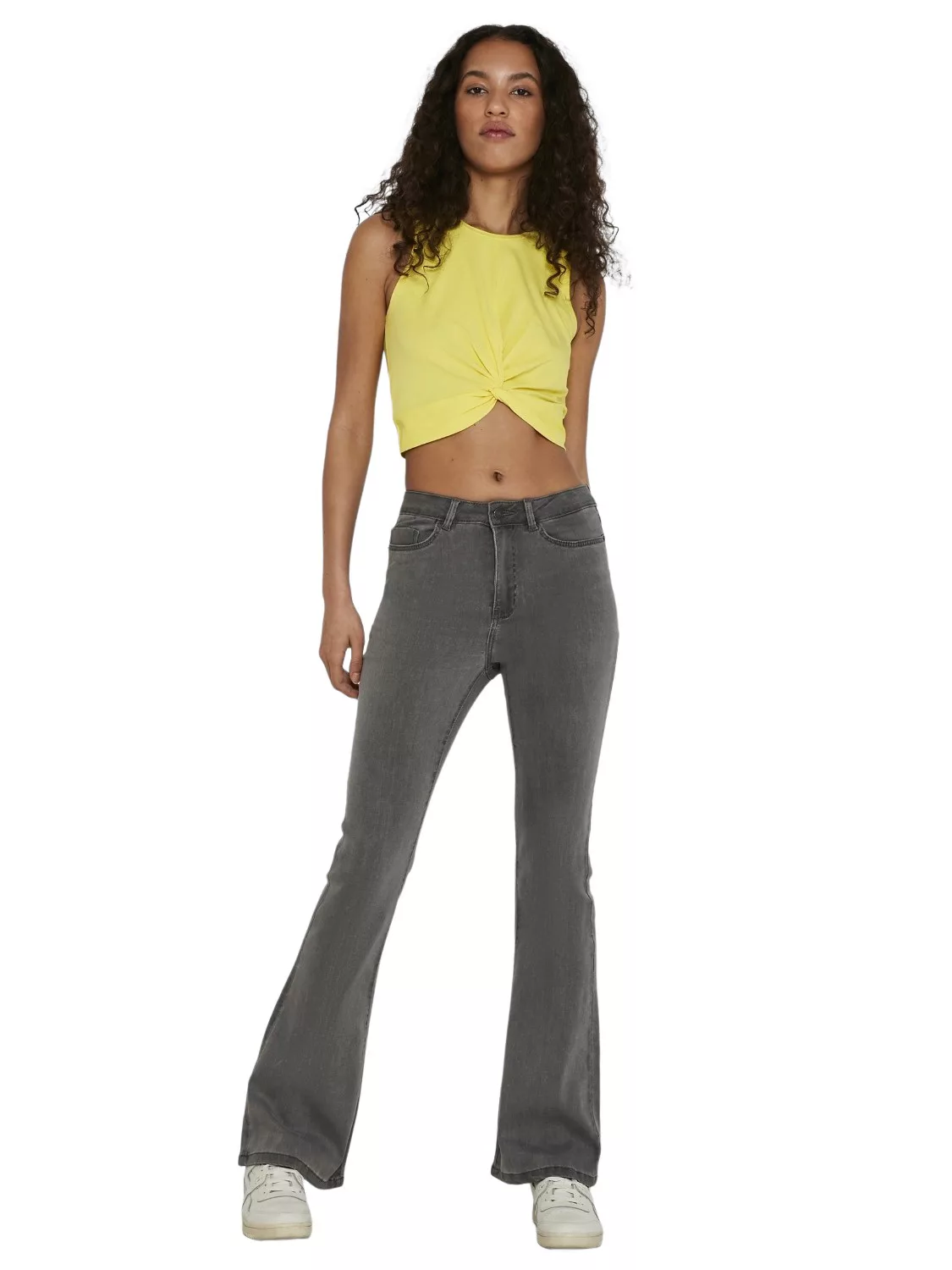 Noisy May Damen Jeans NMSALLIE HW FLARED JEANS VI216LG - Flare Fit - Grau - günstig online kaufen