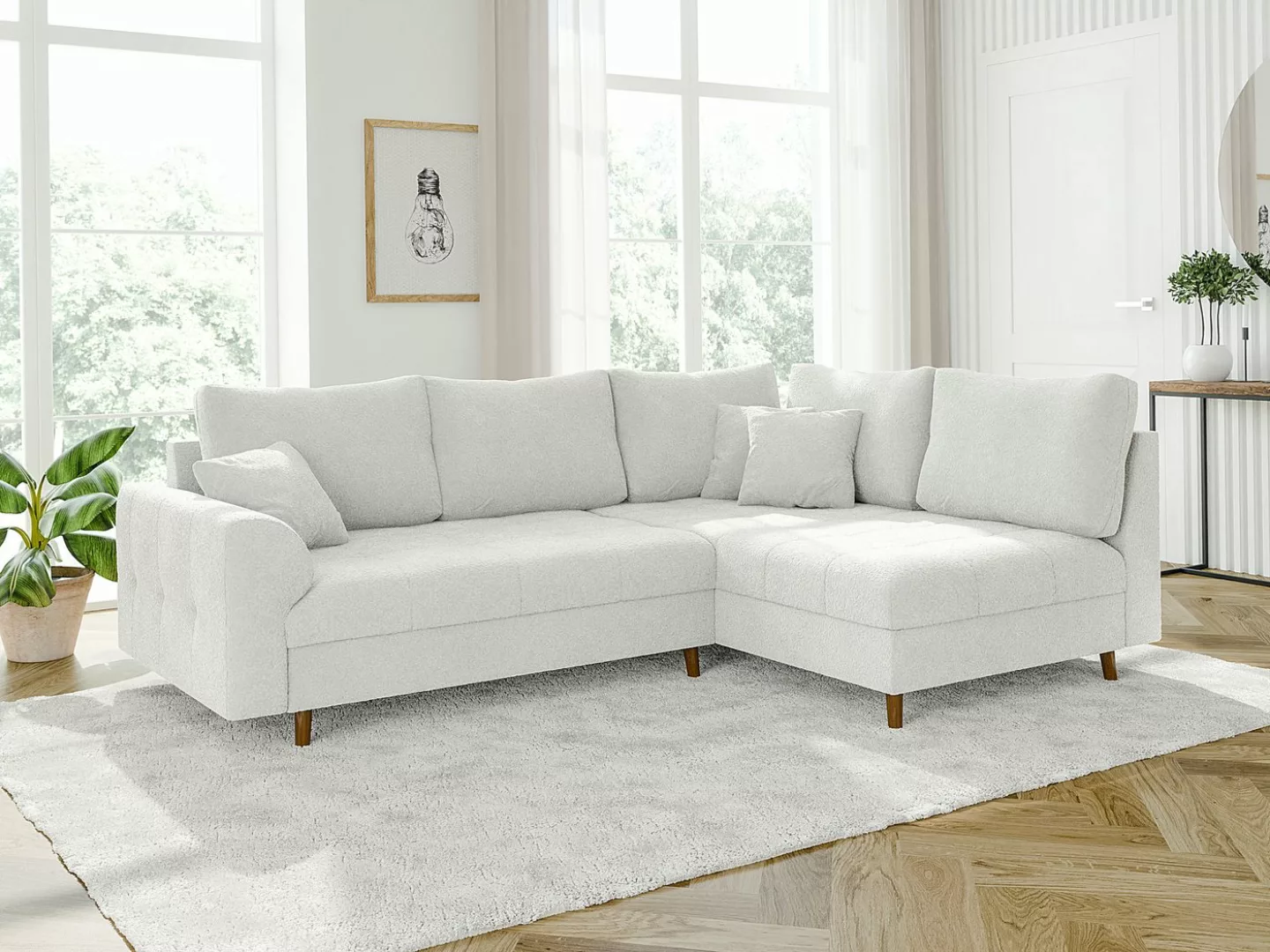 S-Style Möbel Ecksofa Leif mit Braun Holzfüßen im skandinavischen Stil aus günstig online kaufen