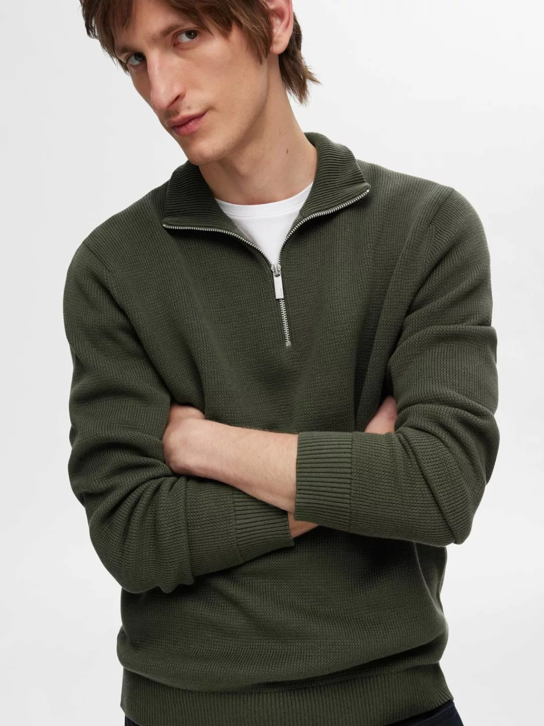 SELECTED HOMME Troyer "SLHDANE LS KNIT STRUCTURE HALF ZIP NOOS" günstig online kaufen