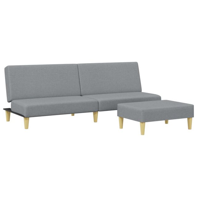 vidaXL Sofa Schlafsofa 2-Sitzer mit Fußhocker Hellgrau Stoff günstig online kaufen