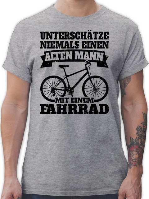 Shirtracer T-Shirt Unterschätze niemals einen alten Mann mit einem Fahrrad günstig online kaufen