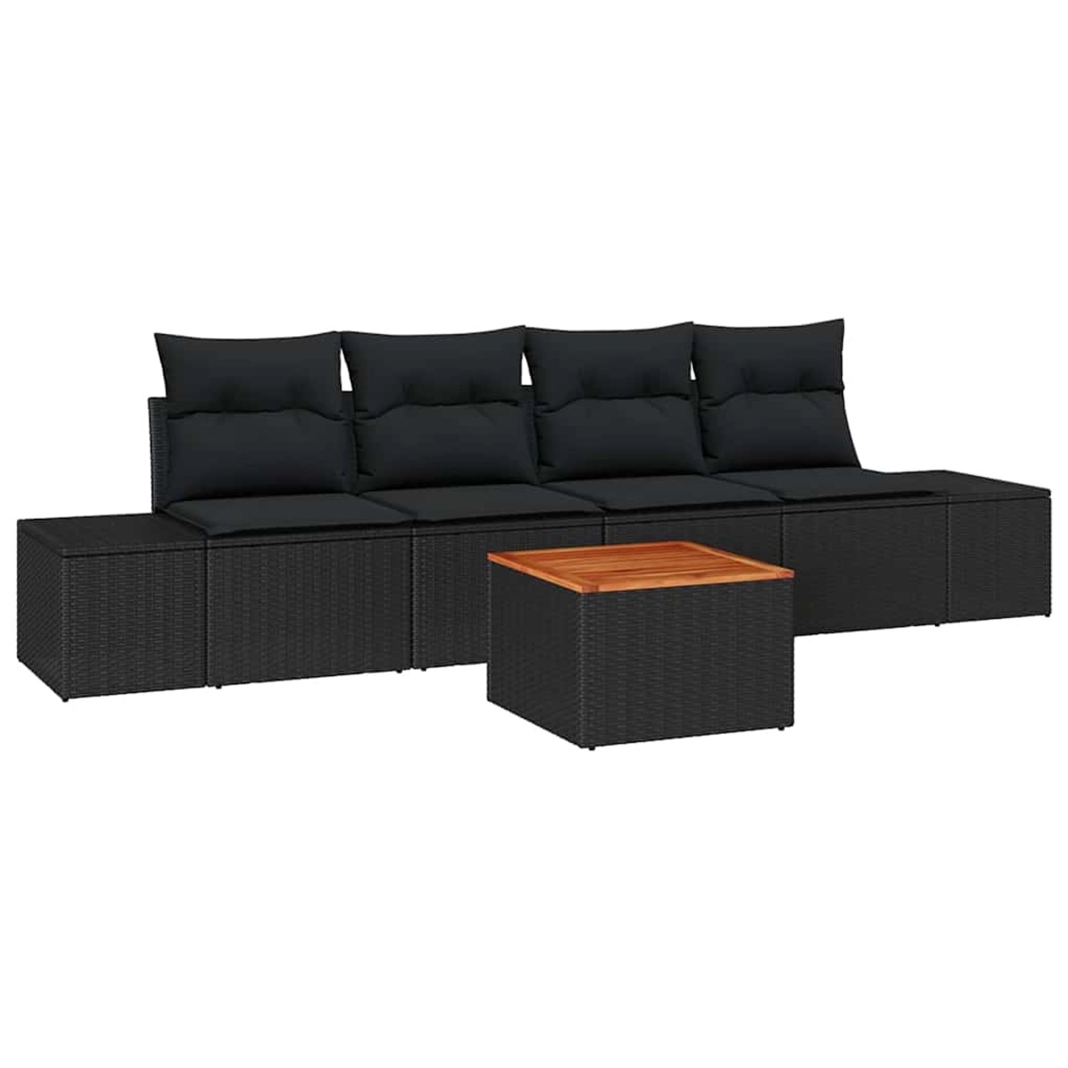 vidaXL Garten-Sofa-Set mit Kissen 5-Tlg Schwarz Poly Rattan 3347891 günstig online kaufen