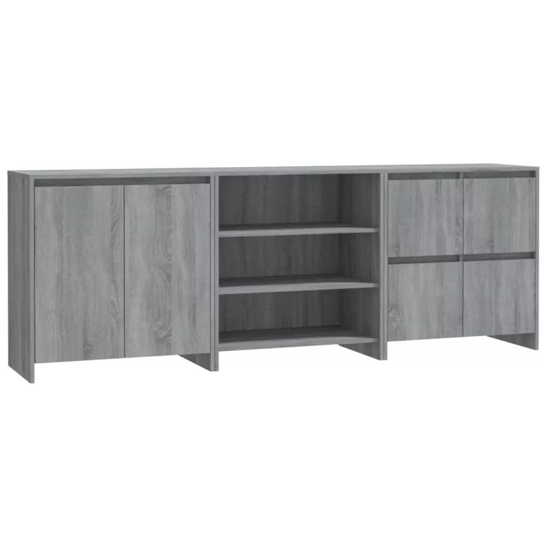Vidaxl 3-tlg. Sideboard Grau Sonoma Holzwerkstoff günstig online kaufen