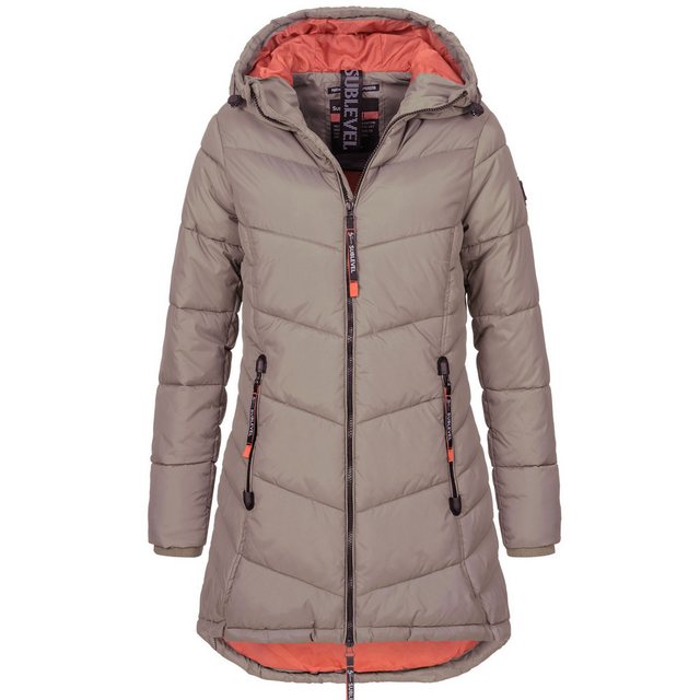 SUBLEVEL Steppjacke Damen Mantel mit Kapuze lange Winter Jacke Parka sportl günstig online kaufen