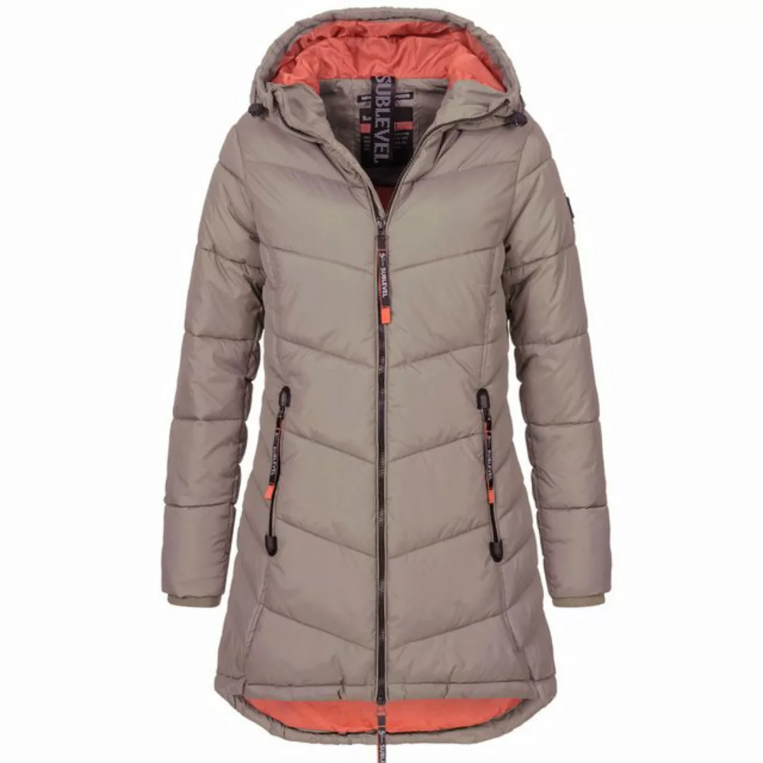 SUBLEVEL Steppjacke Damen Mantel mit Kapuze lange Winter Jacke Parka günstig online kaufen