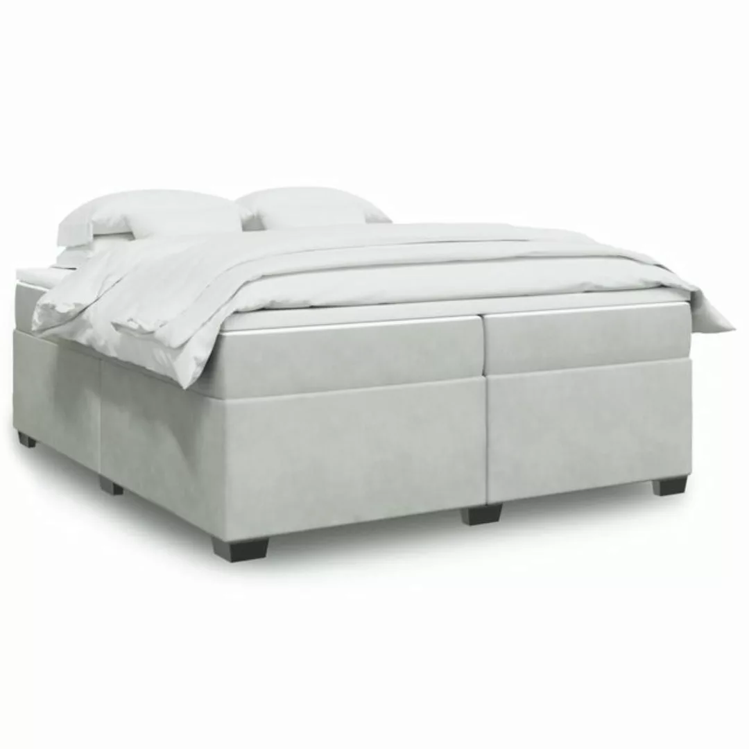 furnicato Bettgestell Boxspringbett mit Matratze Hellgrau 200x200 cm Samt günstig online kaufen