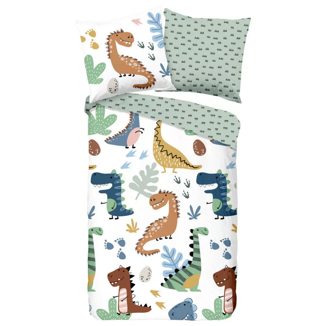 Baumwoll Bettwäsche Dino Renforce Multi Stoff B/L: ca. 135x200 cm günstig online kaufen