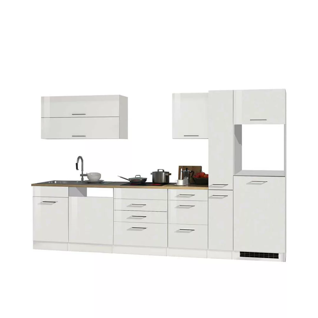 Hochglanz Einbauküche in Weiß Geräte (achtteilig) günstig online kaufen