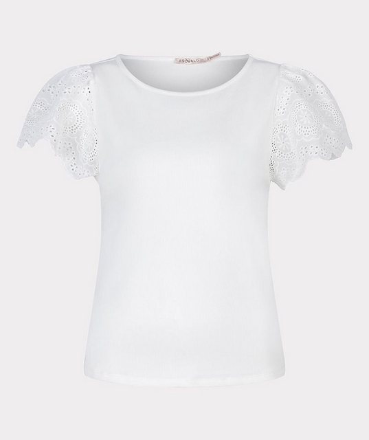 Esqualo T-Shirt Esqualo Feinrippshirt mit Lochstickerei Ärmeln Weiß günstig online kaufen