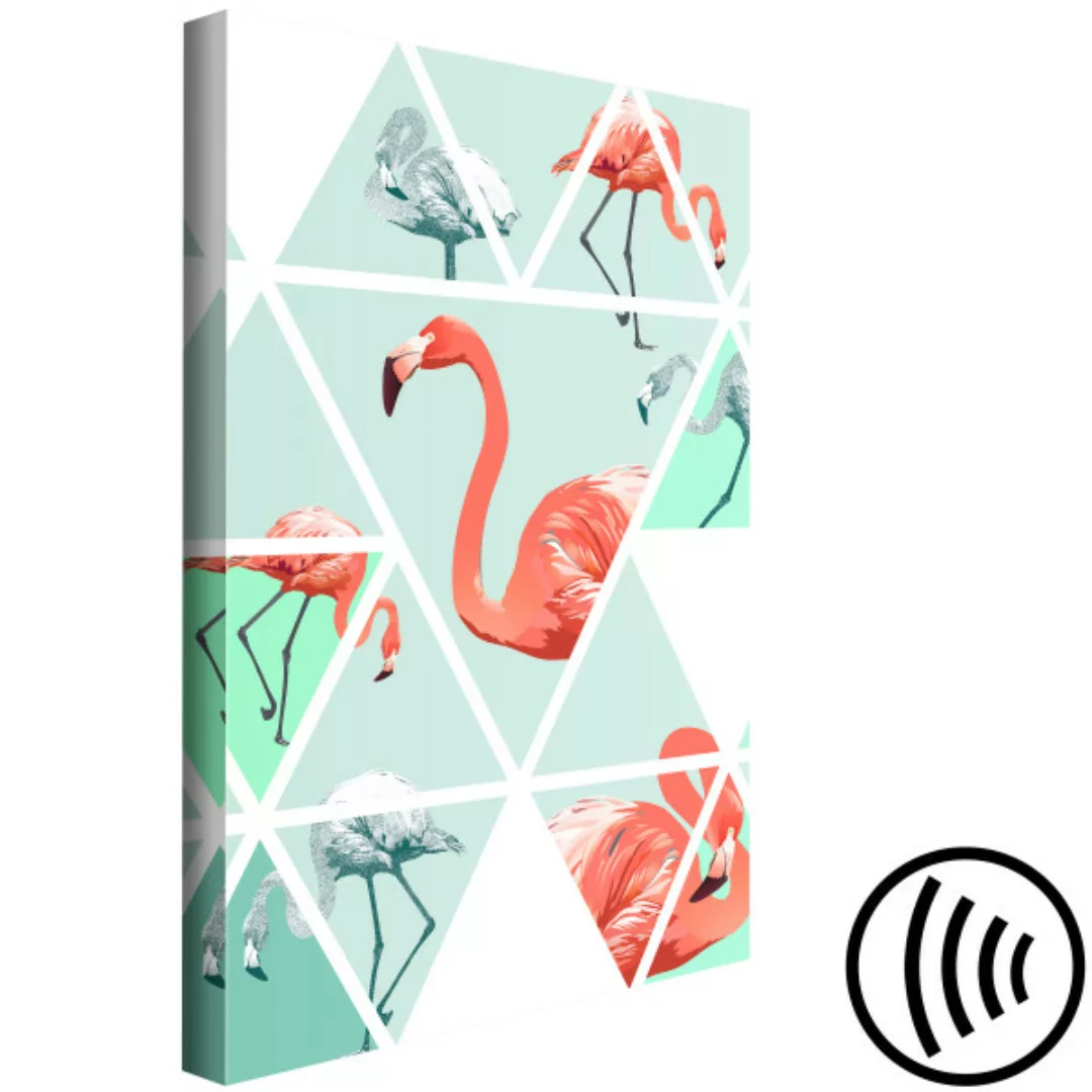 Wandbild Geometric Flamingos (1 Part) Vertical XXL günstig online kaufen
