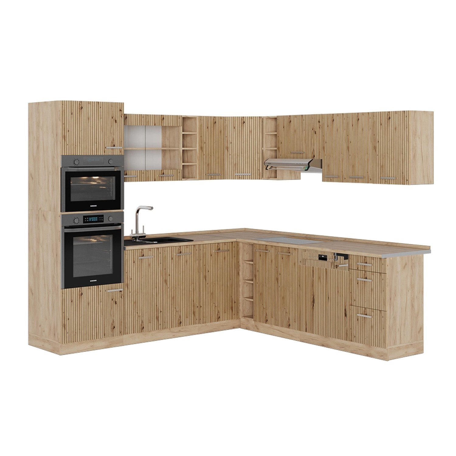 Vicco Winkelküche R-Line, Artisan-Eiche/Goldkraft Eiche, 237 günstig online kaufen