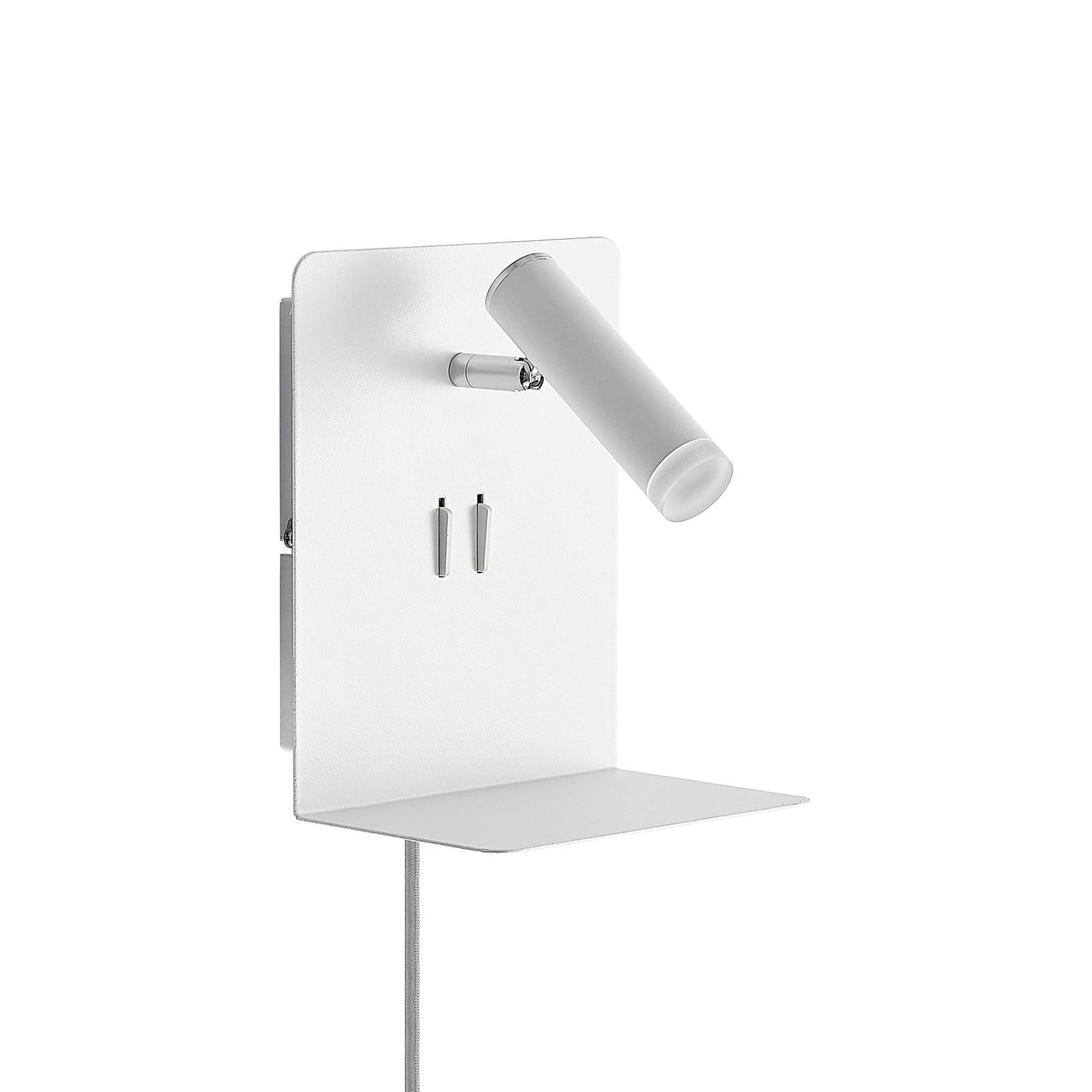 Lucande Zavi LED-Wandspot mit Ablage, USB, weiß günstig online kaufen