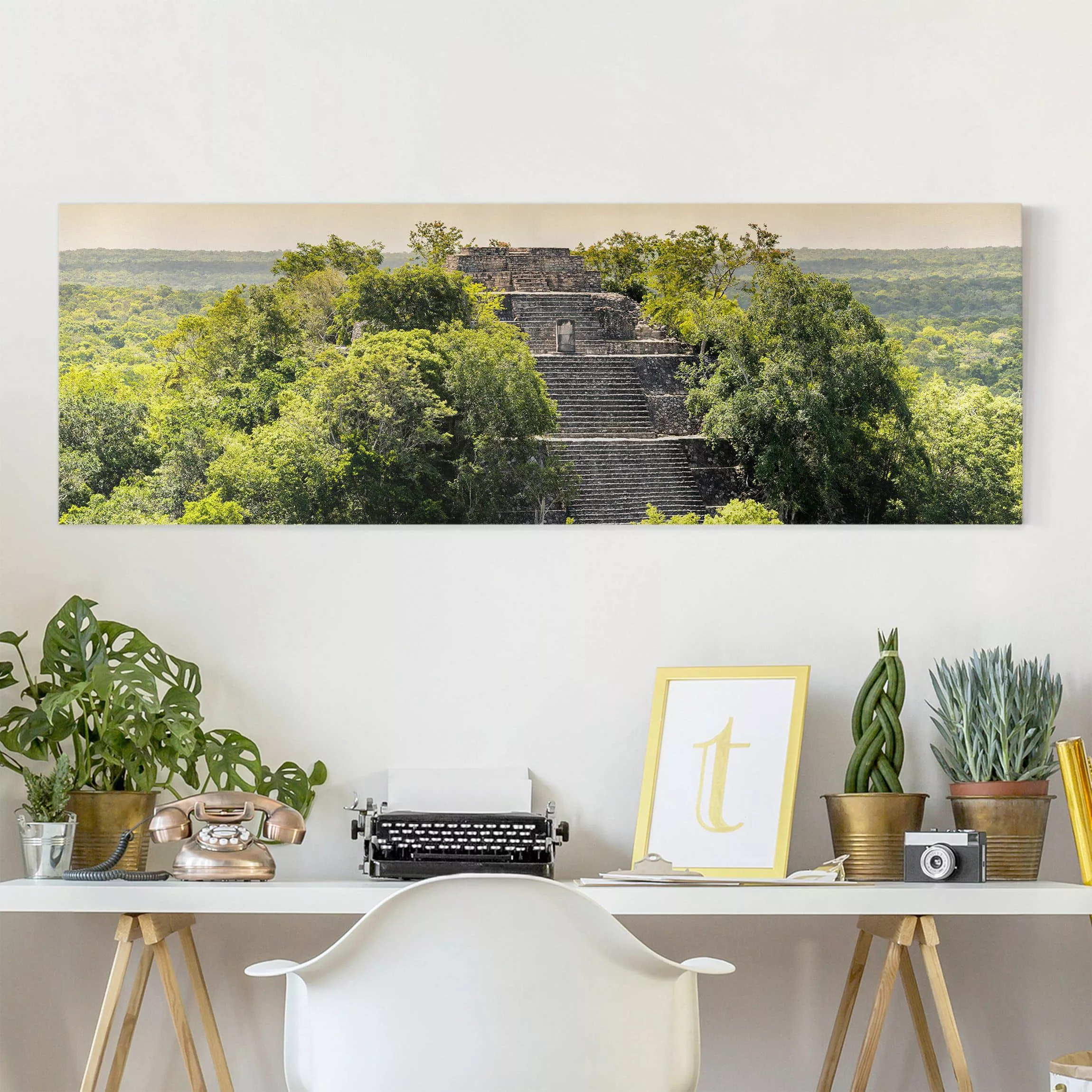 Leinwandbild Natur & Landschaft - Panorama Pyramide von Calakmul günstig online kaufen
