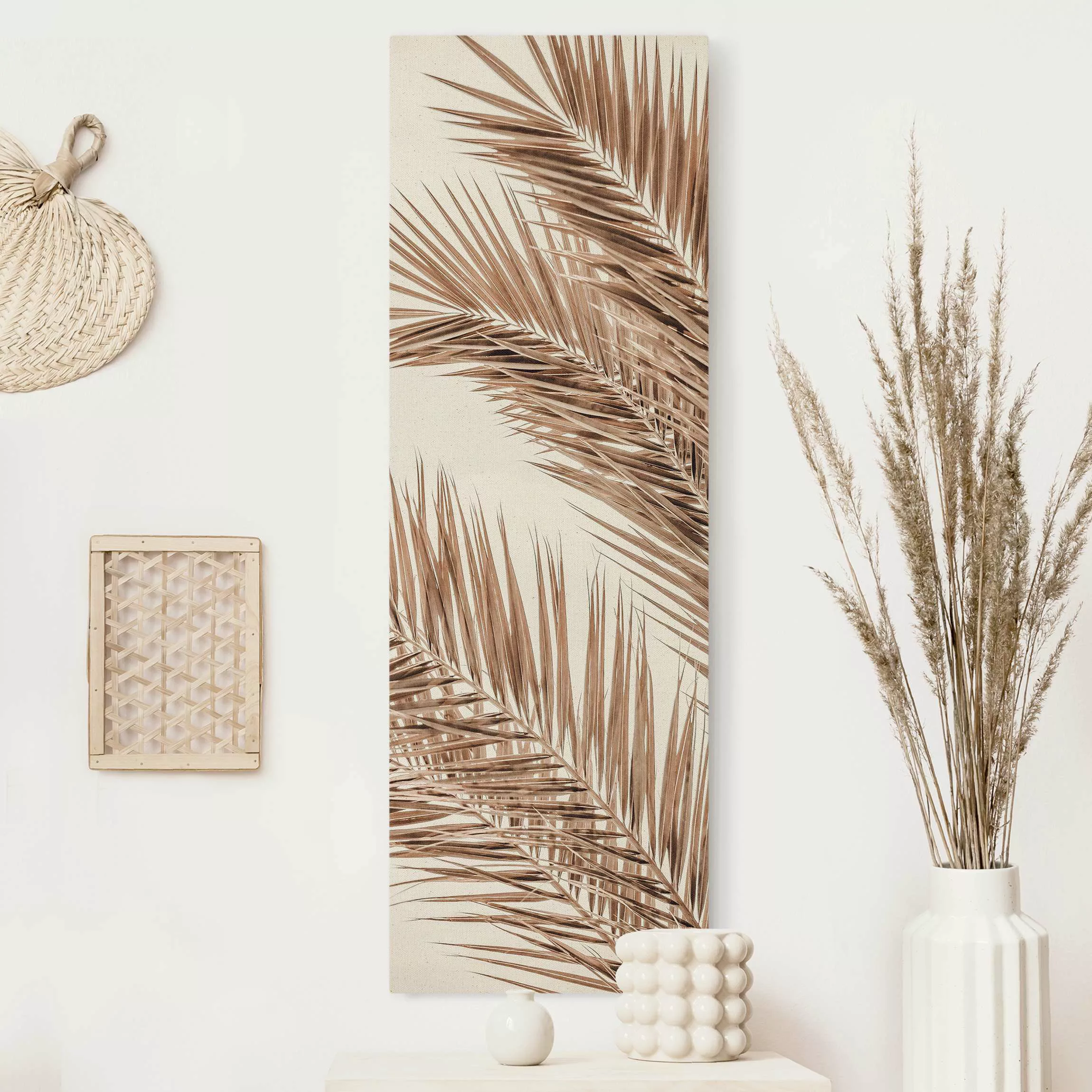 Leinwandbild auf Naturcanvas Bronzefarbene Palmenwedel günstig online kaufen