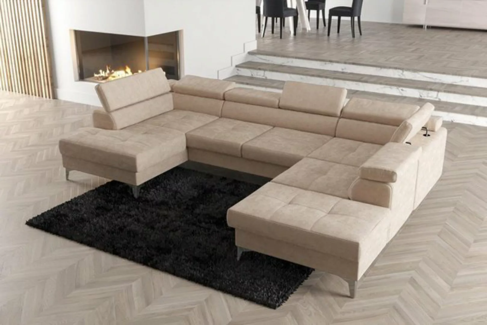 JVmoebel Ecksofa Modernes Design Polsterung Couch Wohnzimmer Ecksofa U-Form günstig online kaufen