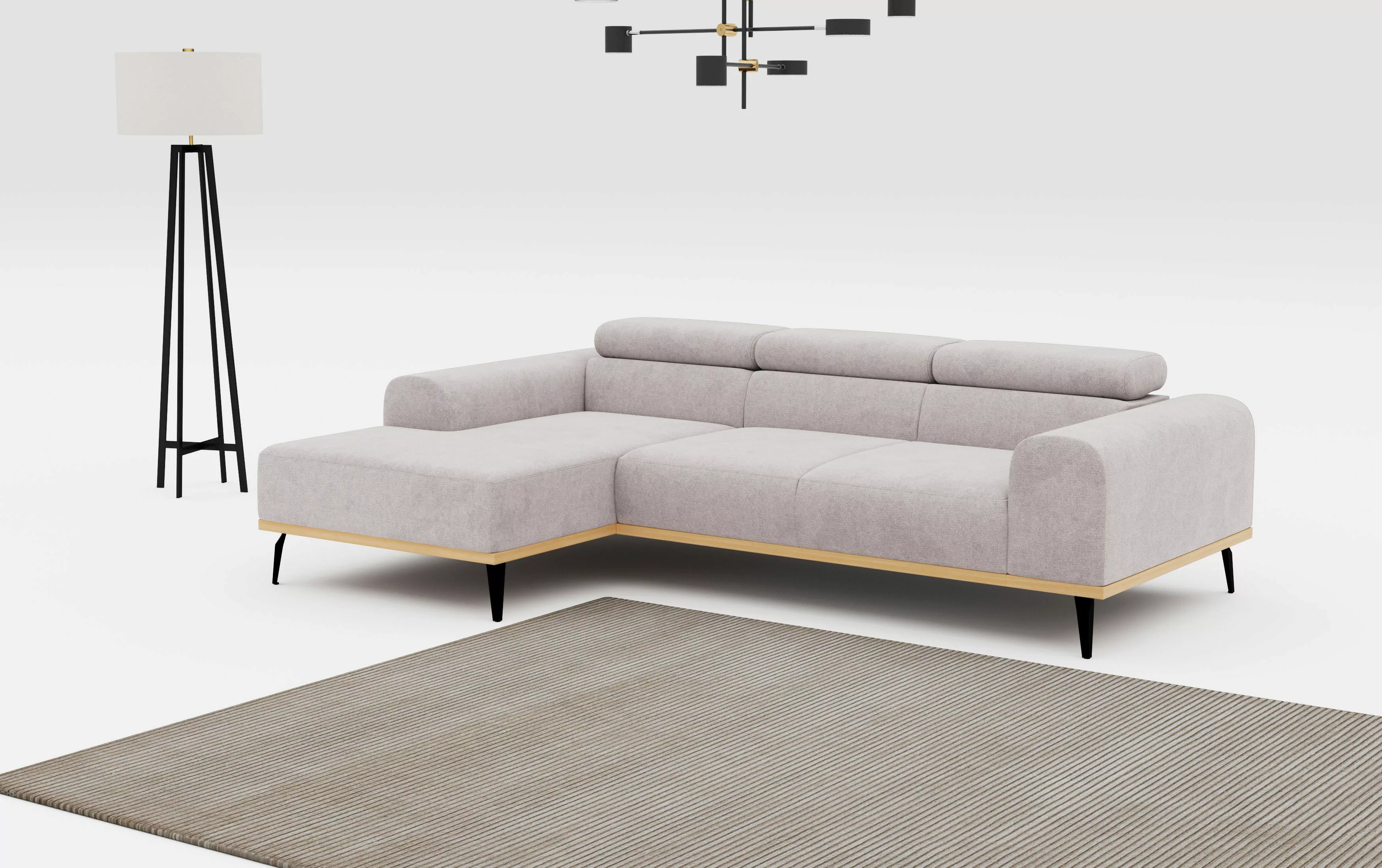 Places of Style Ecksofa "Carlo L-Form", mit Kopfteilverstellung & Holz-Rahm günstig online kaufen
