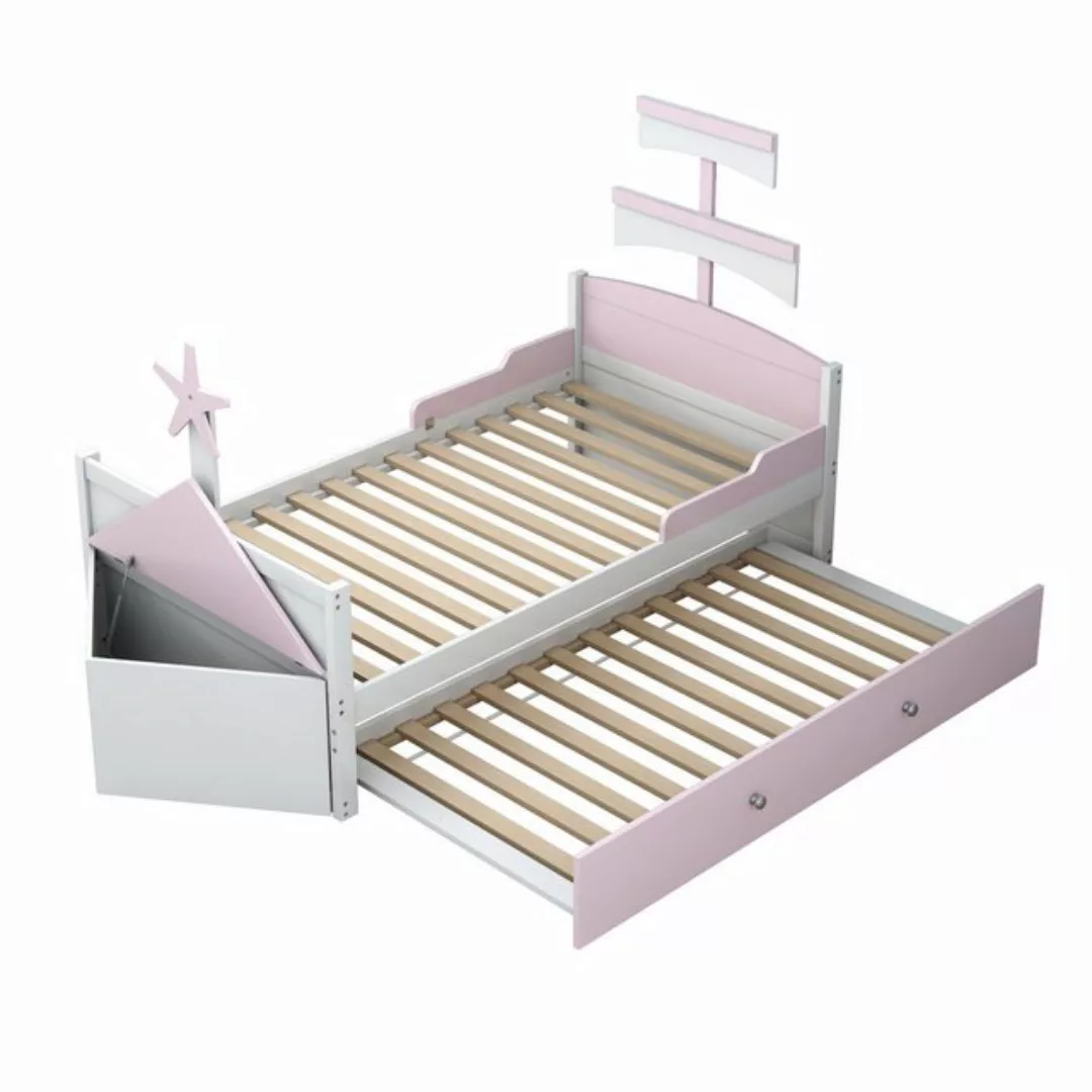 Gotagee Kinderbett Funktionsbett Segelbootform Einzelbett 90x200cm Holzbett günstig online kaufen