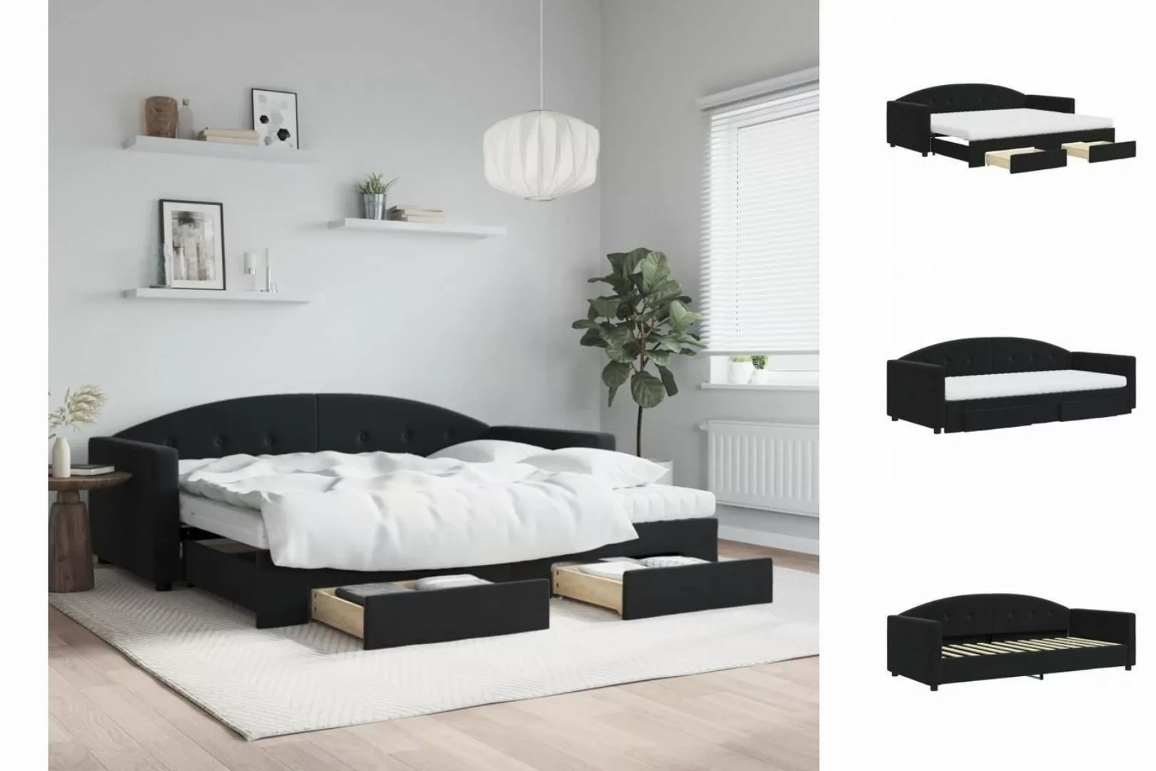 vidaXL Gästebett Gästebett Tagesbett Ausziehbar mit Schubladen Schwarz 90x2 günstig online kaufen