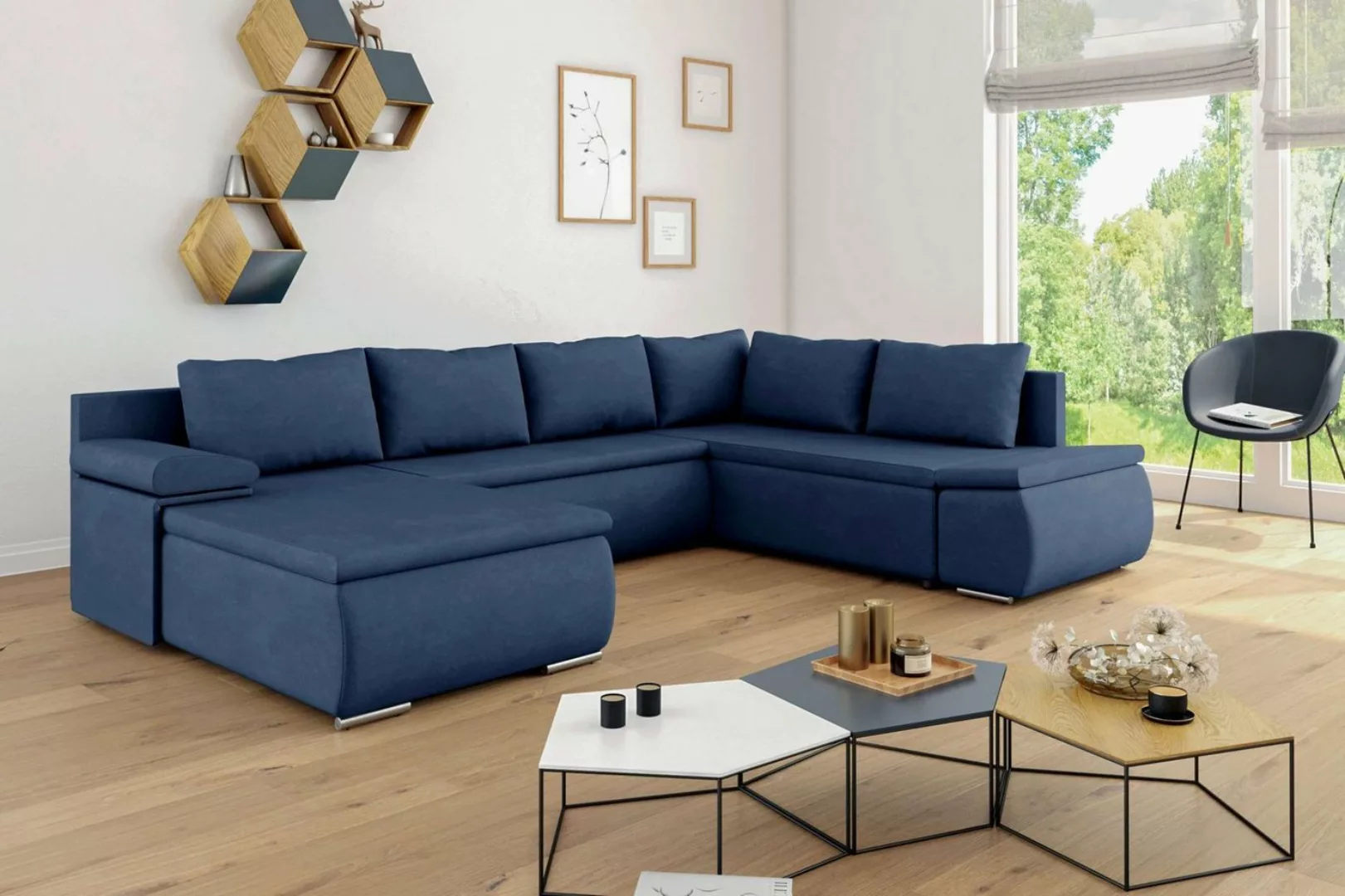 Stylefy Wohnlandschaft Nessi, Sofa, U-Form, Wellenfederung günstig online kaufen