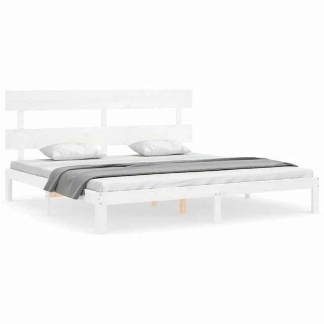 furnicato Bett Massivholzbett mit Kopfteil Weiß günstig online kaufen