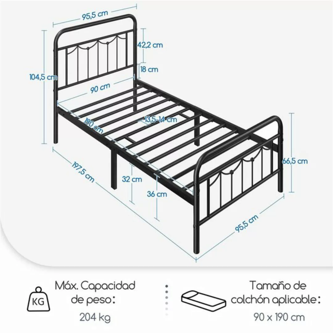 Yaheetech Metallbett, Bettrahmen Doppelbett/ Einzelbett aus Metall, im Vint günstig online kaufen