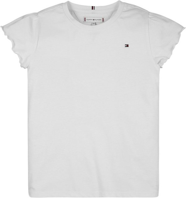 Tommy Hilfiger T-Shirt ESSENTIAL RUFFLE SLEEVE TOP S/S mit Bogenkante, Logo günstig online kaufen