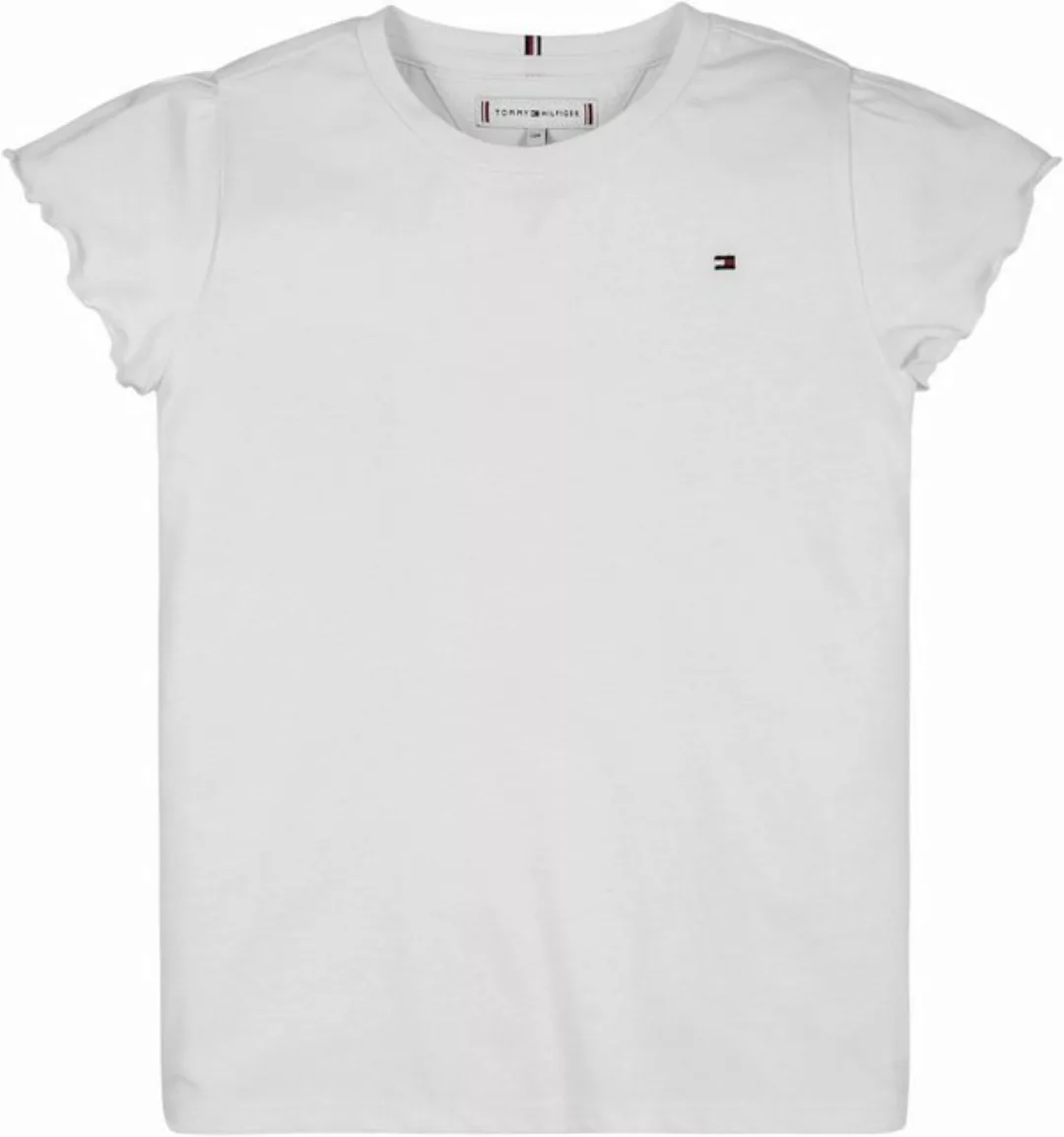 Tommy Hilfiger T-Shirt ESSENTIAL RUFFLE SLEEVE TOP S/S mit Bogenkante, Logo günstig online kaufen