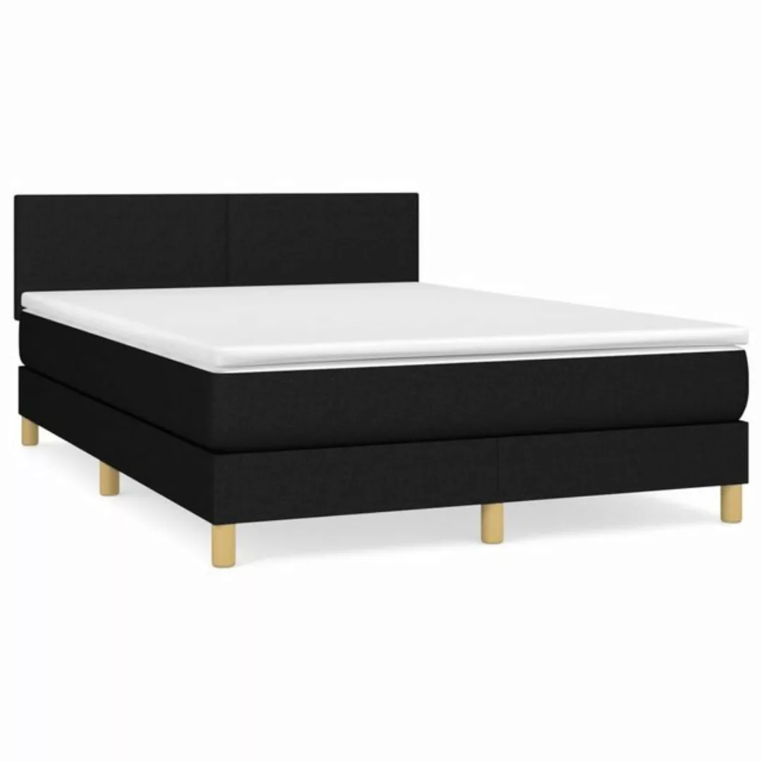 vidaXL Boxspringbett Boxspringbett mit Matratze Schwarz 140x200 cm Stoff Be günstig online kaufen