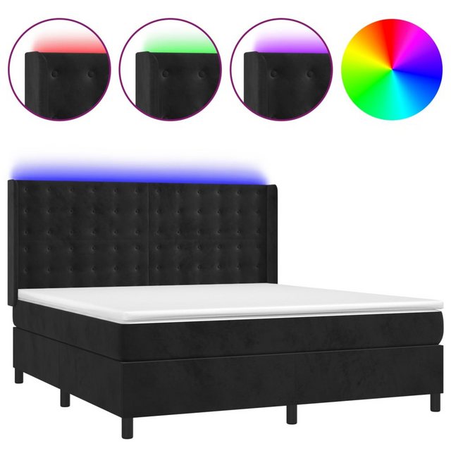 vidaXL Boxspringbett Boxspringbett mit Matratze und LED Samt (180 x 200 cm, günstig online kaufen