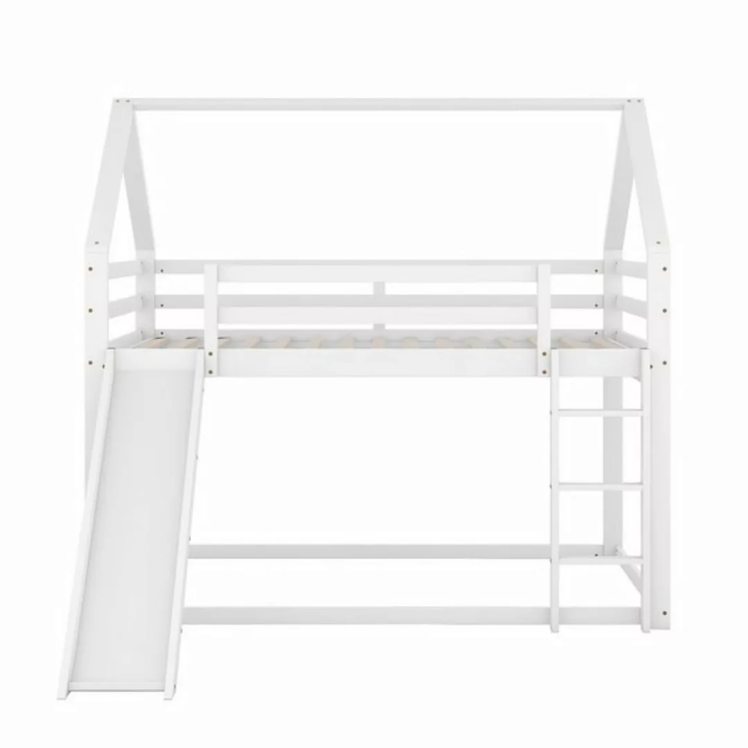 OKWISH Kinderbett Hausbett Etagenbett (Weiß, 140x200cm, mit Rutsche und Lei günstig online kaufen