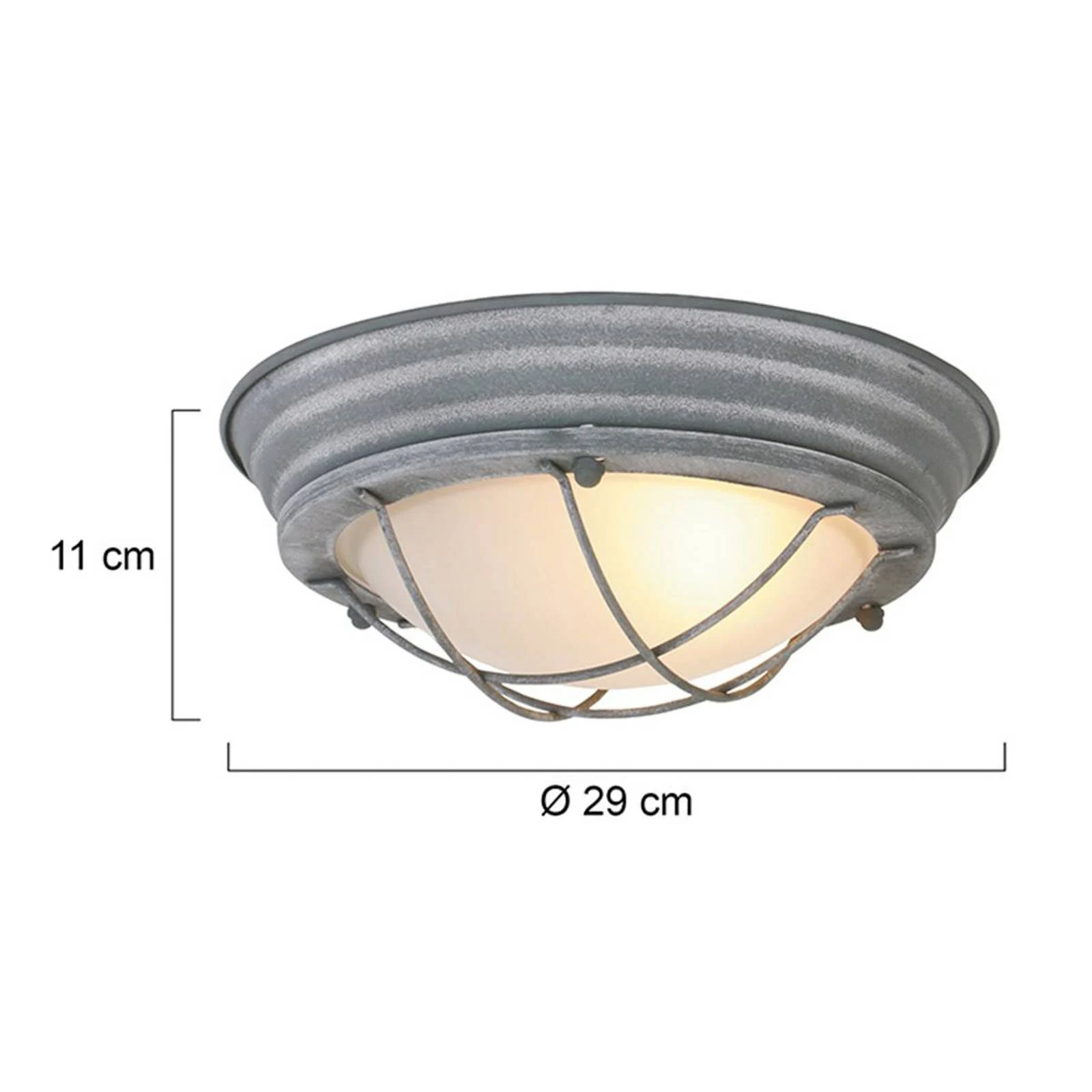 Deckenleuchte Lisanne, grau, Ø 29 cm, Metall, Glas, E27 günstig online kaufen