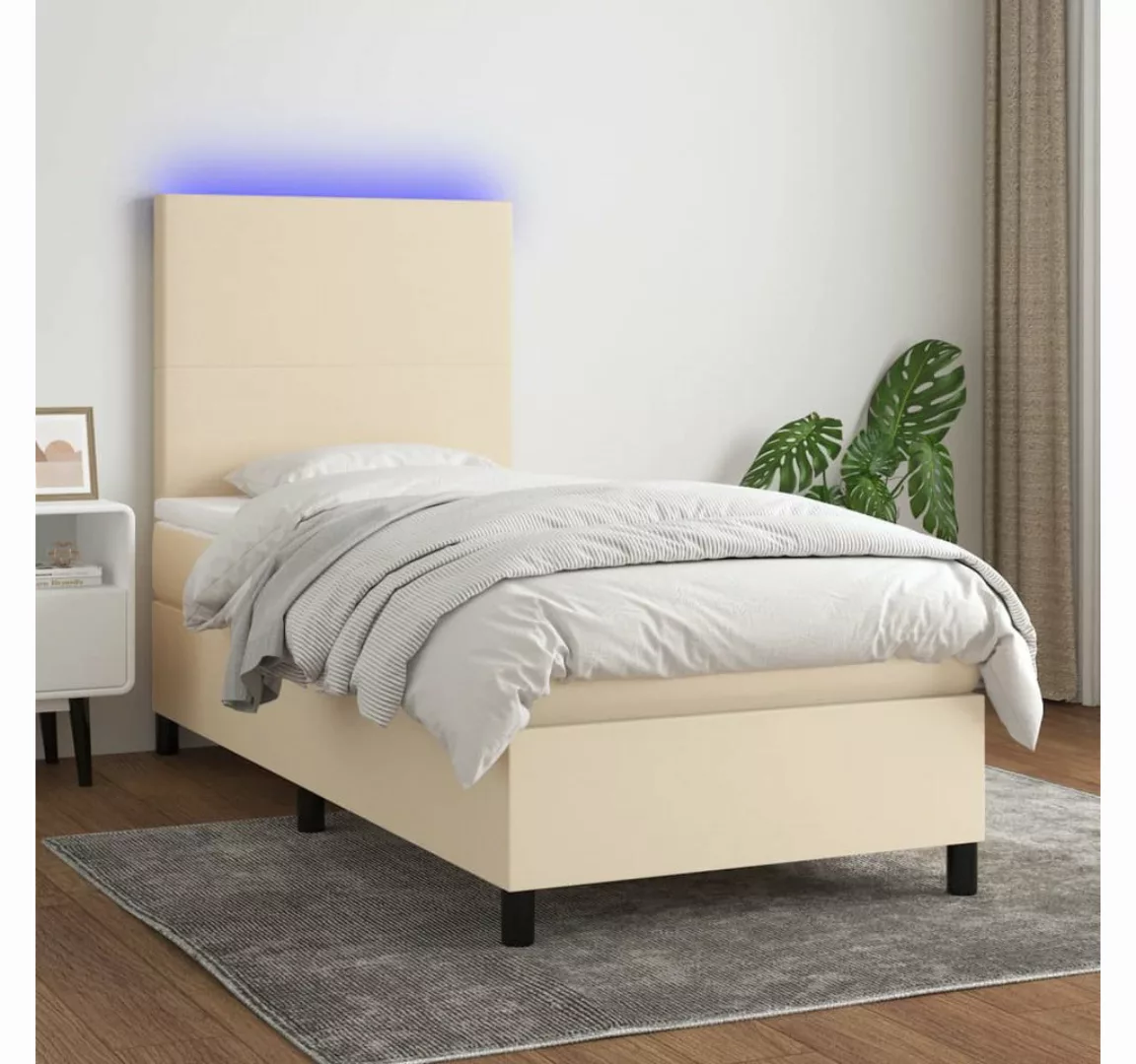 vidaXL Boxspringbett Bett Boxspringbett mit Matratze & LED Stoff (90 x 190 günstig online kaufen